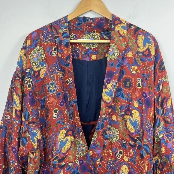 Elizabeth & James Drew Open Front Kimono Size M Rust Floral - Picture 2 of 12
